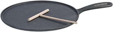 Rosenstein & Söhne Crepepfanne: Gusseiserne Crêpe-Pfanne für Grill und Herd mit Teigverteiler, Ø 28 cm (Crepe Pfanne Gusseisen, Crepesmaker, Bratpfanne)
