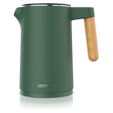 Arendo - Wasserkocher Edelstahl mit Temperatureinstellung - 45°C-100°C - 1.5 Liter - Doppelwand - BPA frei - Warmhaltefunktion - Teekocher mit Temperaturanzeige - Griff Cool Touch - grün