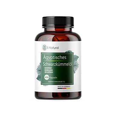 Schwarzkümmelöl Ägyptisch 450 Kapseln 3000mg pro Tagesdosis hoher Gehalt an essentiellen Fettsäuren 83,6% + Vitamin E naturbelassen & kaltgepresst Halal