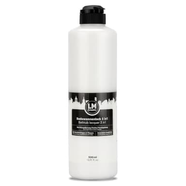 LM-Kreativ Badewannenlack 3 in 1 2K 500ml - Weiß - Fliesenfarbe & Fliesenlack für Badezimmer, Badewannen, Duschtassen, Fliesen & Waschbecken - Hochdeckend, strapazierfähig & wasserfest