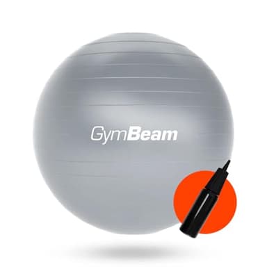 GymBeam Gymnastikball 65 cm - Inkl. Pumpe, verbessert Stabilität und Körperkontrolle, lindert Rückenschmerzen, geeignet für Kräftigungsübungen und Prävention von Rückenschmerzen (Grey)
