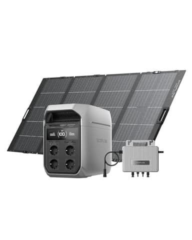 EcoFlow Delta 3 Plus tragbare Powerstation 1024Wh mit 400W Solarpanel, 0% VAT WLAN STREAM Mikrowechselrichter 800W, 1800W (3600W Spitze) Solargenerator für Notstromversorgung, Camping