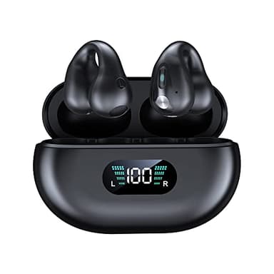 SLuB Knochenschall Kopfhörer, Open Ear Kopfhörer Bluetooth, Ohrclip-Sportkopfhörer, Bluetooth 5.4, HiFi-Stereoklang, Eingebautes Mikrofon, Geeignet für Laufen, Fitness, Outdoor (Schwarz)