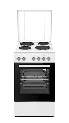 Respekta Standherd mit Edelstahlkochmulde / 48 L Backofen mit 3 Beheizungsarten / Kochfeld mit 3 Leistungsstufen inkl. Metalldeckel / SH1000-33