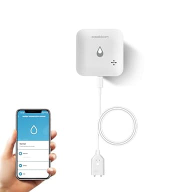 Wassermelder, Wassermelder 90 dB Lauter Wassersensor, Wassersensor mit Fernalarmierung, IP66,Wasseralarm für Küchen, Keller und Badezimmer (W08TZ)