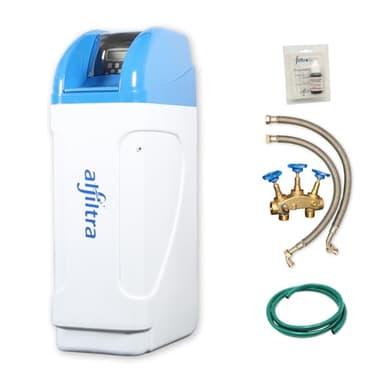 ALFILTRA Wasserenthärtungsanlage - Basic 40 - Kompakte Entkalkungsanlage für weiches Wasser, Salzsparend, einfache Installation, automatisch, für 2 bis 5 Personen, mit Anschlussset