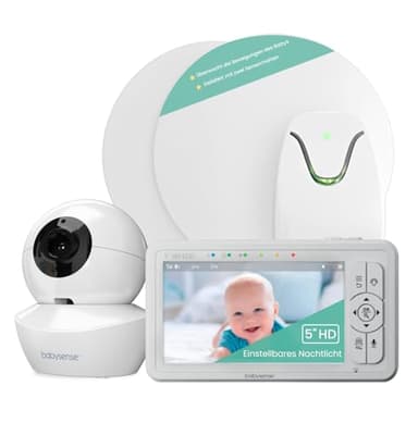 Babysense True Sleep HD Video-Babyphone mit Nachtlichtkamera & Medizinisch zertifiziertem Bewegungsmonitor für Babys mit Echtzeit-Warnungen bei fehlender Atembewegung, kontaktlos, 2-in-1