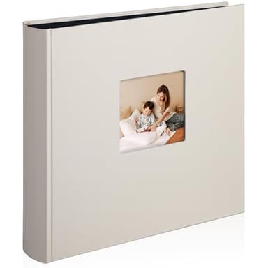 Leinen Fotoalbum zum Selbstgestalten Groß Fotobuch zum Einkleben im Format 30x30.5 cm hat 120 (60Blatt) säurefreien schwarze Seiten (200g/m²), Beige