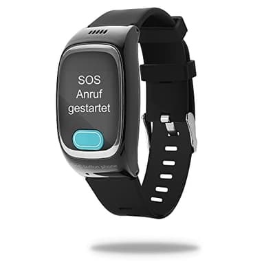 one button phone Modell 2022 – Notrufuhr mit Ortung und Telefonfunktion, Notruf Armband für Senioren, SOS Notrufknopf, GPS Notfall Uhr, Schwarz