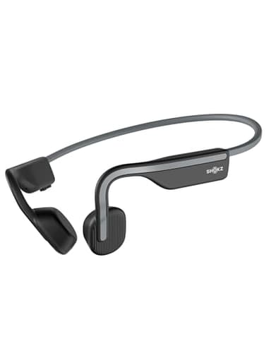 SHOKZ OpenMove Knochenschall Kopfhörer, Open-Ear Sport Bluetooth Ohrhörer mit Noise-Cancelling Mikrofon, IP55 wasserdichtes kabelloses Headset zum Laufen, 6 Stunden Spielzeit, mit Aufklebern, Grau