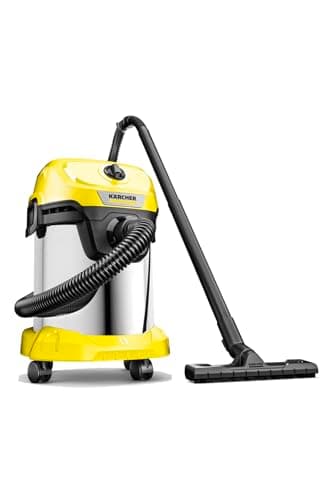 Kärcher Nass-/Trockensauger WD 3 S V-17/4/20, inkl. Patronenfilter, Vliesfilterbeutel, 1.000 W, 2 m und Schlauchaufbewahrung, Blasfunktion, Boden- und Fugendüse, Schwarz, Gelb