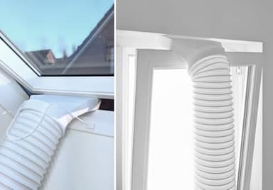 Klimaanlage - Abluftschlauch Adapter/Auslass für mobile Klimaanlage - geeignet für Dachfenster, Kippfenster, Schwingfenster und Fenster der Marken VELUX und ROTO - einfaches Abführen warmer Abluft