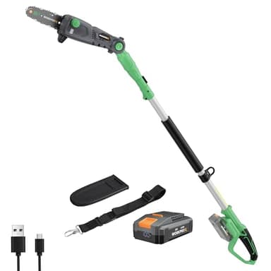 WORKPROX Hochentaster 20V, Akku-Astkettensäge, Leistungsstarke Teleskop Astsäge, PD Schnellladung, Automatische Kettenschmierun, für Baumschneiden