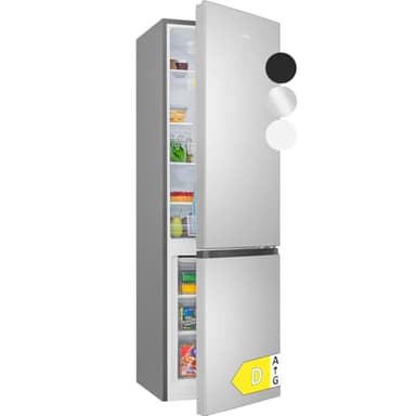 Bomann Kühlschrank mit Gefrierfach | Energieklasse D | 180cm | Kühl Gefrierkombination leise 39 dB | 4 Ablagen & 3 Schubladen | Türanschlag wechselbar | 269L Kühlgefrierkombi | KG 184 inox