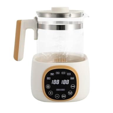Flaschenwärmer Baby, 1.3L Wasserkocher Glas mit einstellbare Temperatur 37-95℃, 72h Thermostat, Fünfstufige Schnellwärmen, Multierhitzer für Erwärmen Babynahrung Kaffee Tee