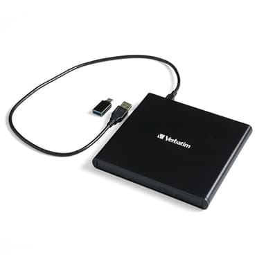 Verbatim External Slimline CD/DVD Writer, USB 2.0, moblies Laufwerk, Nero Burn & Archive-Software inklusive, Externer DVD-Brenner, Externes CD-Laufwerk, kompaktes Design, schwarz
