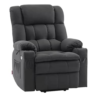 M MCombo elektrische Aufstehhilfe Relaxsessel 7546, mit 3 Motoren getrennt verstellbar, Liegeposition bis 165°, TV Sessel mit USB, für Senioren Wohnzimmer (Dunkelgrau-Mikrofaser)