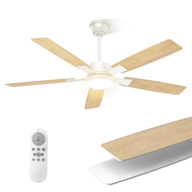 Mefine 2 Farben Umdrehbare Flügel Deckenventilator mit Beleuchtung, 132cm Große Deckenventilator mit Licht und Fernbedienung, Leise Lampe mit Ventilator für Wohnzimmer, Schlafzimmer, Outdoor Terrasse