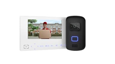 Goliath Funk Klingel Kabellos mit Kamera und 7" Monitor, Gegensprechanlage mit Türöffner Anschlussfunktion, Funkklingel mit Weißlicht LEDs Nachtsicht, IP55 wetterfest, Sabotagealarm, AV-VTF07