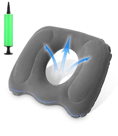 Cexovo Sitzkissen Orthopädisch,Aufblasbares Sitzkissen Orthopädisch,Bürostuhl Sitzkissen Stuhl Anti Hämorrhoiden,Sitzring Steißbein Entlastung,Ideal bei Steißbein,Prostata,Ischias,Bettwunden,Gray