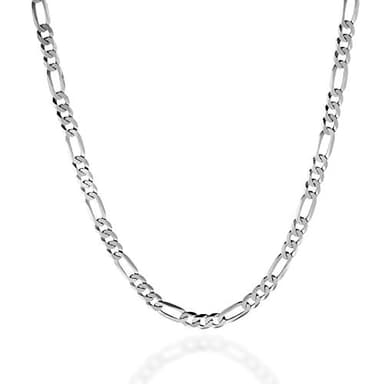 QUADRI - Elegante Halskette Herren Figaro - Silberkette Herren 925 Silber - Breite 5mm - Plattenkette Herren Länge 51 cm - Kette Herren Made in Italy