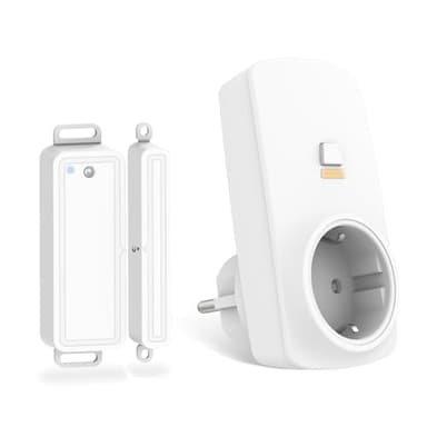 Funk-Abluftsteuerung mit Fenster-Magnetkontakt und Funksteckdose für Dunstabzugshaube Kamin Fensterschalter Wireless Fensterkontaktschalter Fensterschalter Dunstabzugshaube