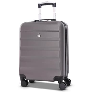 Aerolite 55x40x20cm Lufthansa Eurowings TUI SunExpress Condor Ryanair Priority 4 Rollen Leichter Hartschale Bordgepäck Handgepäckkoffer Kabinentrolley Trolley Koffer Handgepäck 55x40x20 Grau