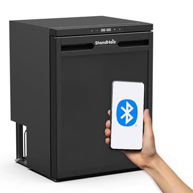 65L Kompressor Kühlbox mit APP-Steuerung 12V 24V, Energiesparender Mini Kühlschrank mit seitlich öffnender Tür, Kühlschrank klein mit Gefrierfunktion für Auto, LKW, Boot, Reisemobil, Camping