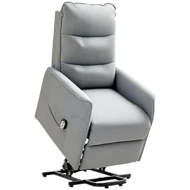 HOMCOM Fernsehsessel mit Aufstehhilfe Elektrisch, Relaxsessel mit Liegefunktion, TV-Sessel mit Fernbedienung, Seitentasche, Taschenfeder und Leinenoptik für Wohnzimmer, bis 150kg, Grau