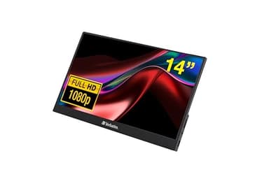 Verbatim PMT-14, Portable Touchscreen Monitor, mobiler 14" Full HD Bildschirm für Laptop, Tablet, Smartphone, PS5 oder Nintendo Switch mit USB-A-, USB-C- sowie HDMI-Anschluss, schwarz