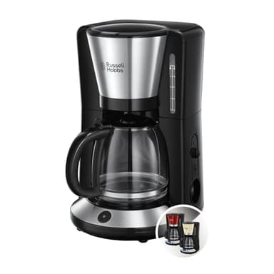 Russell Hobbs Kaffeemaschine [Brausekopf für optimale Extraktion&Aroma] Adventure (1 bis 10 Tassen, 1,25l Glaskanne,Warmhalteplatte, Abschaltautomatik,Tropf-Stopp, 1100W) Filterkaffeemaschine 24010-56