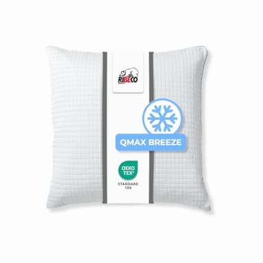 RIBECO GERMANY kühlendes Kopfkissen Olaf, Sommer-Kopfkissen 80x80 cm mit kühlender QMAX-Breeze Technologie & kuscheliger Baumwollseite, für optimale Stützkraft, Made in Germany