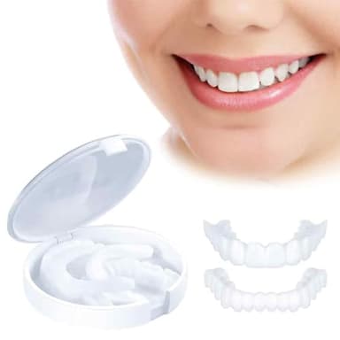 2 Paare Falsche Zähne Veneers, Zähne Veneers Weißer Zahnersatz für Ober und Unterkiefer Gefälschte Zähne, Temporäre Zähne, Furniere Zähne Kosmetische Zahnabdeckung Gefälschte