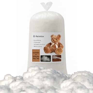 HEIMTEX Füllwatte -100% Polyesterfasern Füllmaterial - Öko-TEX Standard Füllwatte, Perfekt für Kissenfüllung, Füllmaterial, Spielzeugfüllung, Polsterung & DIY Projekte (1kg)