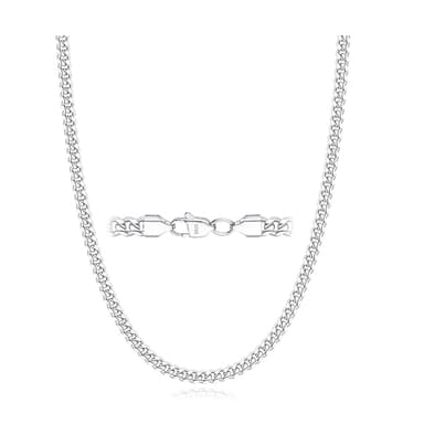 Esrael 925 Sterling Silber Kette für Herren 3mm Silberkette Herren Kubanische Halskette Männer Silber Halskette Männer Jungen Schmuck Geschenke für ihn 18Zoll