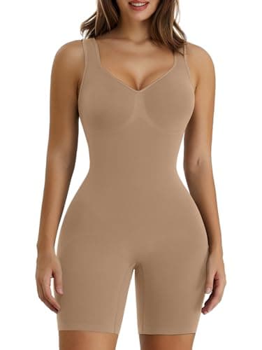 SHAPERX Shapewear Damen Bauchweg Stark Formend Body Shaper Overall-Shorts Abnehmen Shaping Bodysuit, UK-SZ5310-Sienna-L/XL
