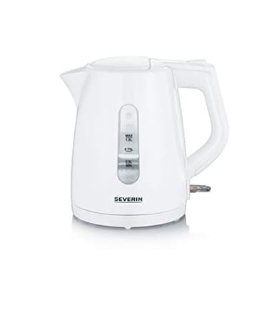 SEVERIN Wasserkocher, Central-Cordless-System, abwaschbarer Kalkfilter, 2.200 W, ca. 1,0 L, weiß, WK 3411