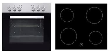 PKM Elektroherd-Set BIC4 GKU-IX-2 | Backofen | Umluft | Rahmenlos | Energieeffienzklasse A | 54 Liter Garraum | 5 Backofenfunktionen | Leistung bis 8300 Watt | Inklusive Grillrost & Fettpfanne
