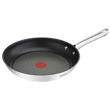 Tefal Duetto Pfanne 28cm, Edelstahlpfanne Induktion, Antihaftversiegelung, Thermo-Signal bei idealer Brattemperatur, leichte Reinigung, Kochen und Anbraten, für alle Herdarten geeignet, A70406