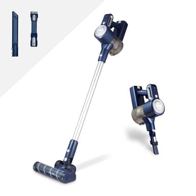 Tower T513008 VL35 3-in-1 Akku Staubsauger Kabellos mit HEPA-Filter und Verhedderungssicherer Bodendüse, 1 L, 22,2 V, Dunkelblau & Silber