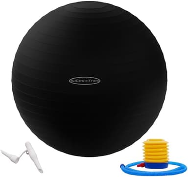 Fitvids Platzsicherer und Rutschfester Gymnastikball, Yoga-Ball, Fitnessball, Geburtsball mit Schnellpumpe, ca. 900 kg Fassungsvermögen, Schwarz, 48,3–55,9 cm, M