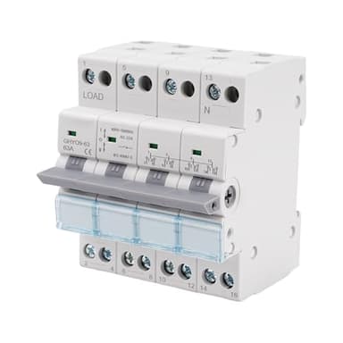 Umschalter 4P 63A Lasttrennschalter Dual Power Manual Transfer Isolating Switch AC 400V Manueller Übertragungsschalter mit doppelter Leistung mit Leistungsanzeige DIN-Schiene Montage.