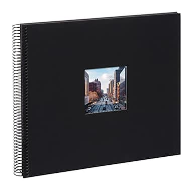 goldbuch 25977 Spiralalbum mit Bildausschnitt, Bella Vista, Foto Album 35 x 30 cm, Fotoalbum mit 40 schwarze Seiten, Erinnerungsalbum aus Leinen, Fotobuch für Bilder und Fotos zum Einkleben, Schwarz