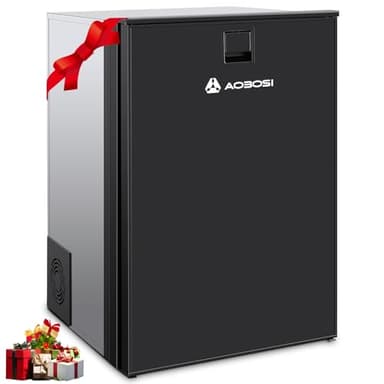 AAOBOSI 110L Kompressor Kühlbox, Zwei Temperaturzonen, Wohnmobil Kühlschrank mit LED-Leuchten, 12/24V DC, Großem Fassungsvermögen Kühlbox Auto, bis -15℃ für Auto, Wohnmobile, Boote, Camping und Reisen