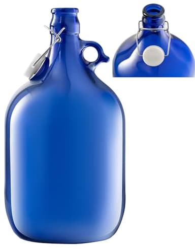 lilawelt24 5L dunkelblau Flasche mit Bügelverschluss Bügelflasche GLASBALLON Weinballon GÄRBALLON GLASFLASCHE Gallone Leer zum Befüllen blaue mit rundem Griff zur Aufbewahrung von Wasser(1x 5L)