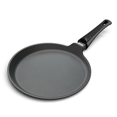 Hoffmann Aluguss Crepespfanne Induktion 28 cm Made in Germany I Antihaftbeschichtet Flachpfanne I Abnehmbarer Griff I Pfannkuchenpfanne Crêpepfanne Spiegeleipfanne