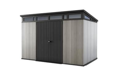 Keter Kunststoff Gerätehaus 11x7 – Wetterfestes Gartenhaus mit Boden, Doppeltüren & Fenster, Fahrradschuppen, Ideal für Outdoor-Geräteschuppen, 342x218x226cm