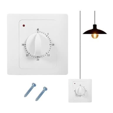 Telituny Countdown Timer Schalter, AC 220V 10A 30Min Digital Zeitschaltuhr Unterputz, High Power Pumptimer Mechanische Zeitschaltuhr Countdown Timer Steckdose Control für Haushalt- 2200W - Weiß