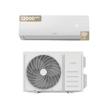 EVVO Split Clima-Klimaanlage für Kühlung und Heizung, WLAN-Konnektivität, Inverter-Motor, Wärmepumpe, Klasse A++/A+, Luftentfeuchter, R32 (12.000 BTU)
