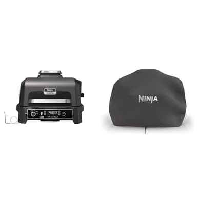 Ninja Woodfire Pro XL Elektrogrill,großer 4-in-1-Außengrill & Woodfire XL Grillabdeckung, offizielles Zubehör